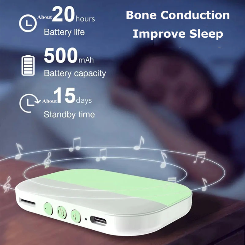 Bone Conduction Pillow Speaker Sleep Aid - ลำโพงบลูทูธแบบนำเสียงผ่านกระดูกขนาดเล็กอุปกรณ์ช่วยในการนอนหลับซาวด์บาร์ไร้สายบางเฉียบใต้หมอนเครื่องเล่นเพลงสเตอริโอสแตนด์บายได้นาน