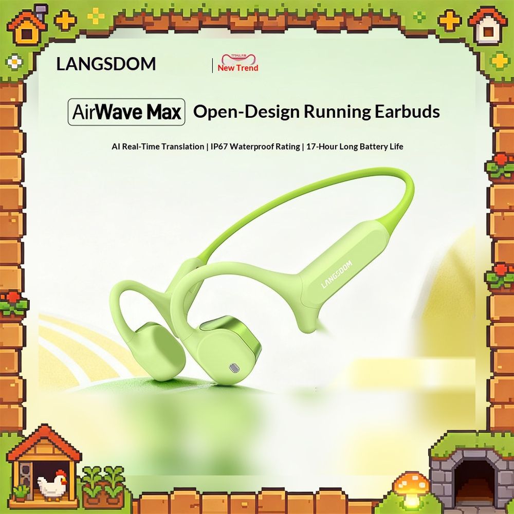 Air Conduction Open Ear Running Earbuds - หูฟังบลูทูธไร้สายแบบเปิดหู LANGSDOM AirWave Max ระบบนำเสียงผ่านอากาศ สำหรับออกกำลังกาย