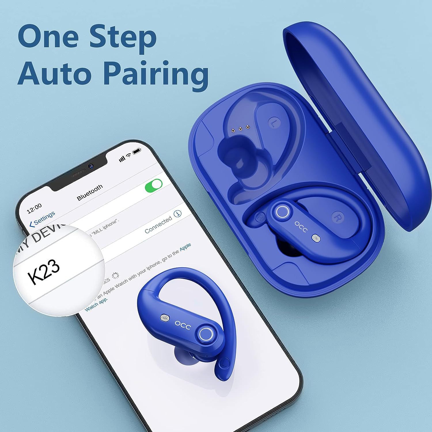 Silicone Ear Hooks Sports Headphones - K23 หูฟังตัดเสียงรบกวน 4 ไมโครโฟน HD Call