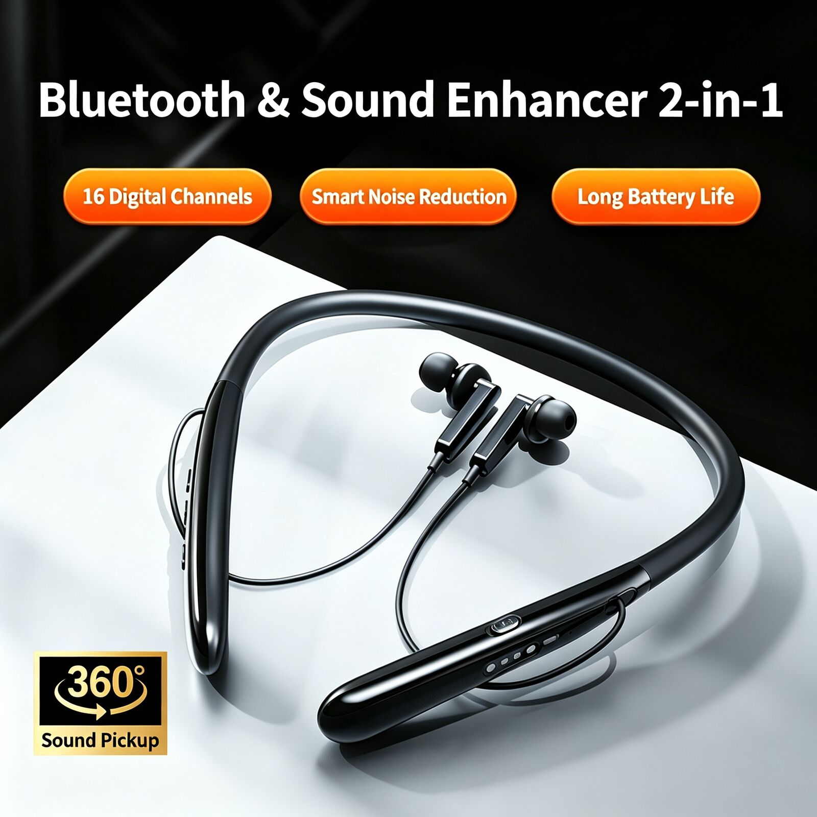 Bone Conduction Hearing Aid Amplifier - หูฟังบลูทูธแบบเสียบในหู ระบบเสียงคู่ ปรับโหมดได้ด้วยการสัมผัสเดียว พร้อมระบบตัดเสียงรบกวนอัจฉริยะ เสริมเสียง สำหรับผู้สูงอายุ