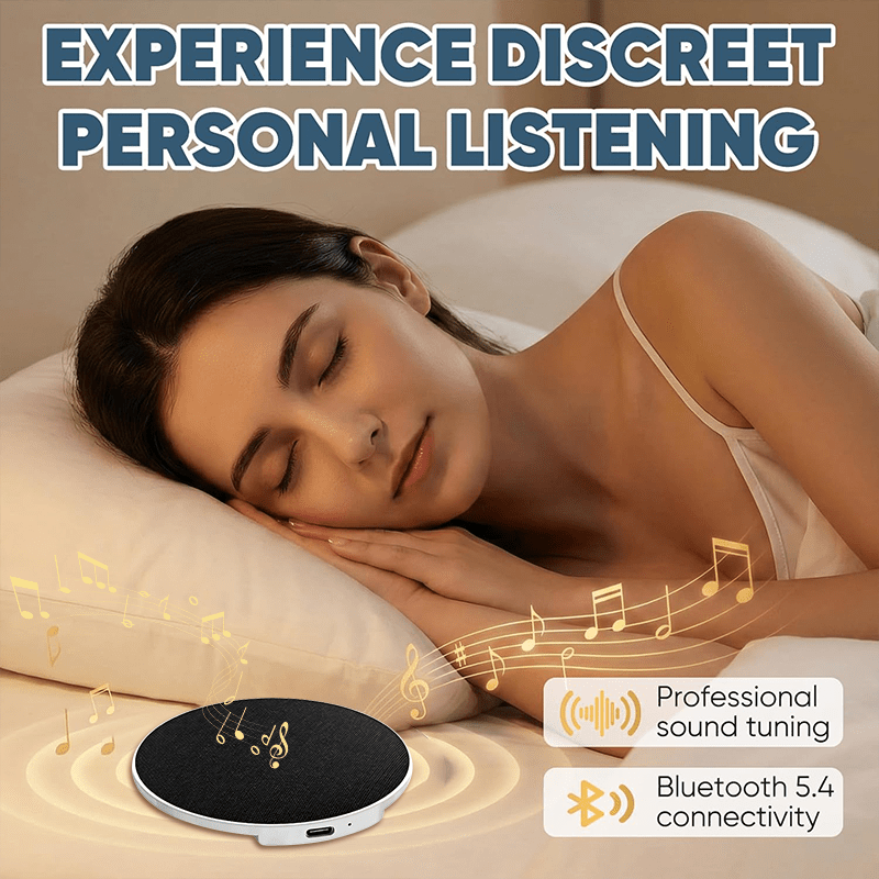 Bone Conduction Pillow Speaker Sleep Aid - หูฟังสำหรับนอนพร้อมลำโพงในตัว, ลำโพงไร้สายแบบส่งเสียงผ่านกระดูกใต้หมอน, ตัวตั้งเวลาปิดอัตโนมัติ, อุปกรณ์ช่วยการนอนหลับแบบบางพิเศษ