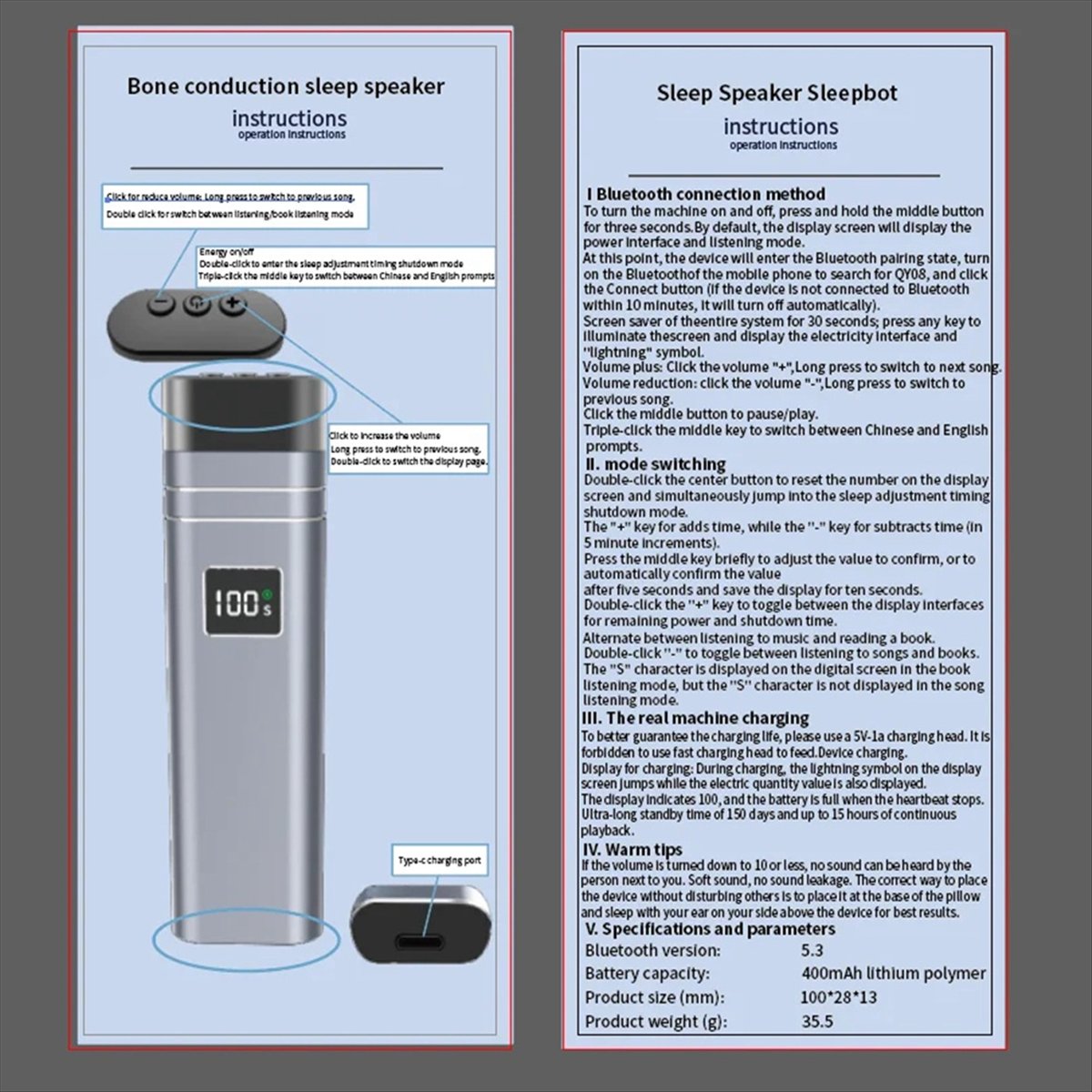 Bone Conduction Pillow Speaker Sleep Aid - ☶ ❈ ＊ ♥ AC1972-ลำโพงบลูทูธใต้หมอน ช่วยการนอนหลับ