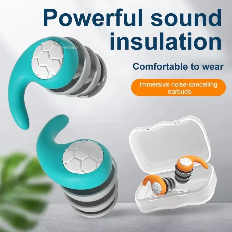 Waterproof Swimming Earplugs Silicone - ที่อุดหูซิลิโคนลดเสียงรบกวน ป้องกันเสียงดัง สำหรับการนอนหลับ ว่ายน้ำ กันน้ำ สามชั้น