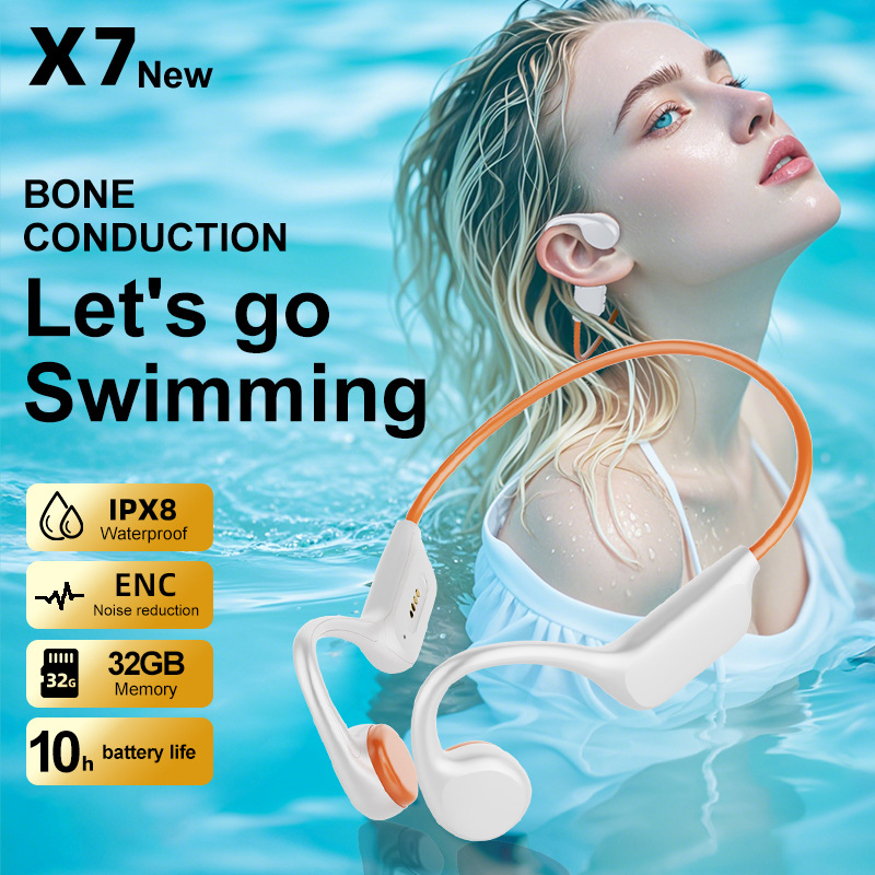 Sports Headband With Bone Conduction - หูฟังบลูทูธแบบกระดูกนำเสียง X7S พร้อมหน่วยความจำ 32GB แบตเตอรี่ใช้งานได้ยาวนาน สำหรับฟังเพลง