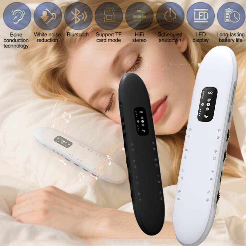 Bone Conduction Pillow Speaker Sleep Aid - ลำโพงบลูทูธสำหรับนอนหลับแบบวางใต้หมอน ระบบนำเสียงผ่านกระดูก 8 โหมดเสียงสีขาวช่วยนอนหลับ ซาวด์บาร์ รองรับจอแสดงผล