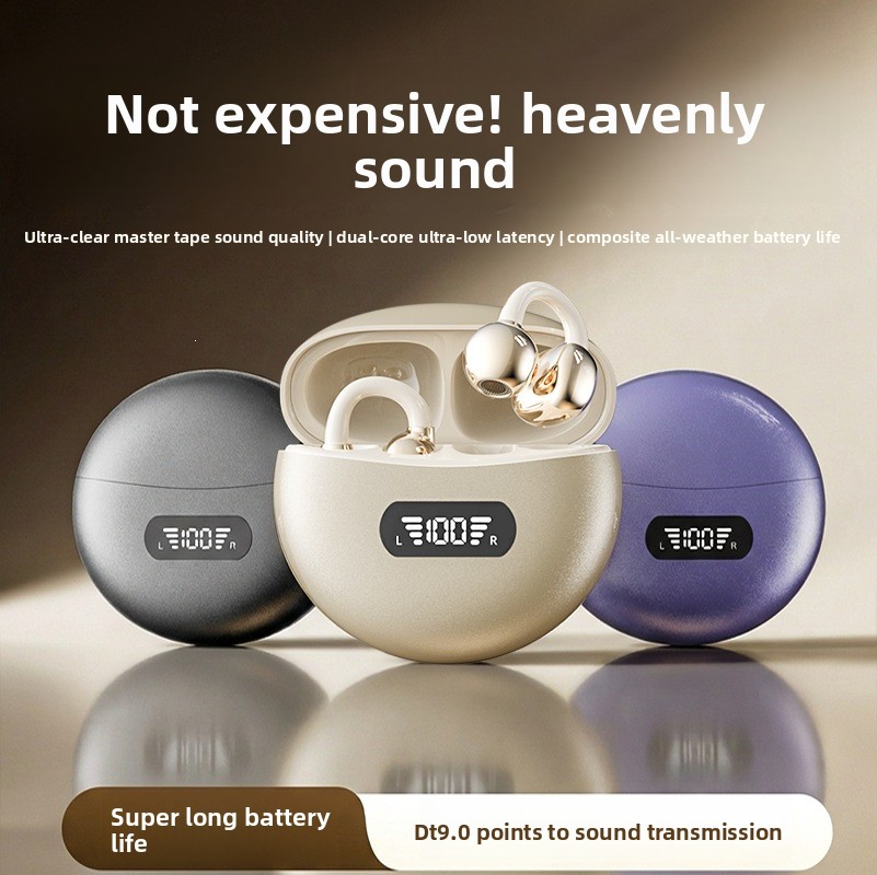 Bone Conduction Headphones Bluetooth 5.3 - หูฟังบลูทูธแบบนำเสียงผ่านกระดูก คุณภาพเสียงสูง ดีไซน์แบบหนีบ เหมาะสำหรับใช้ในการเล่นกีฬา วิ่ง และออกกำลังกายในยิม