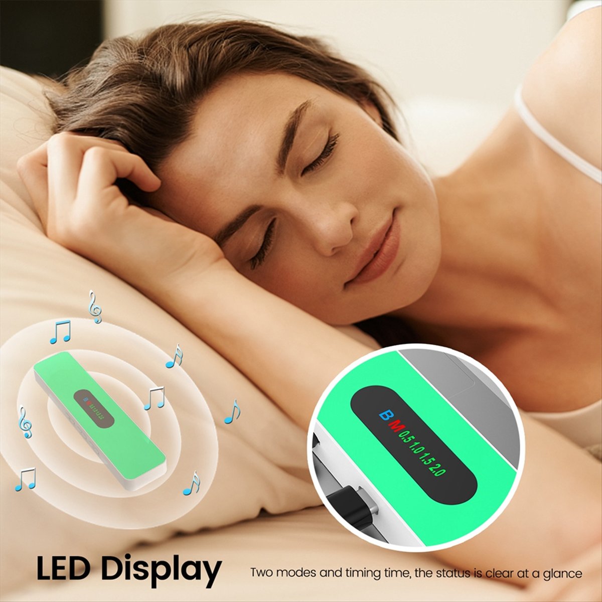 Bone Conduction Pillow Speaker Sleep Aid - ลำโพงบลูทูธแบบส่งเสียงผ่านกระดูกใต้หมอน สำหรับช่วยการนอนหลับ กล่องเสียงไวท์นอยส์ รองรับการ์ด TF ตั้งเวลาปิดได้