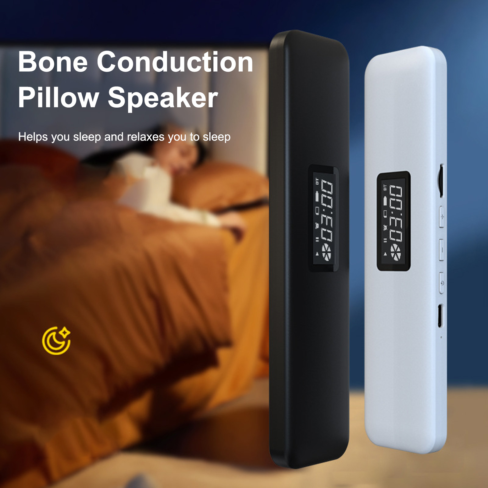 Bone Conduction Pillow Speaker Sleep Aid - หมอนลําโพงเสียงที่เสถียรและชัดเจนสเตอริโอเบสไร้สาย Bluetooth Sleep Aid Bone Conduction