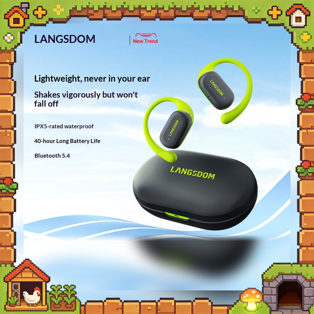 Air Conduction Open Ear Running Earbuds - หูฟังบลูทูธแบบเปิดหู LANGSDOM TS19 ไร้สาย ระบบนำเสียงผ่านอากาศ สำหรับออกกำลังกาย