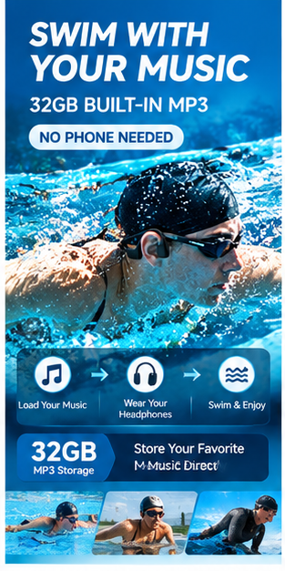 หูฟังแบบนำเสียงผ่านกระดูกสำหรั - Swimming Bone Conduction Earphones Ip68 Mp3 บทวิจารณ์และราคา