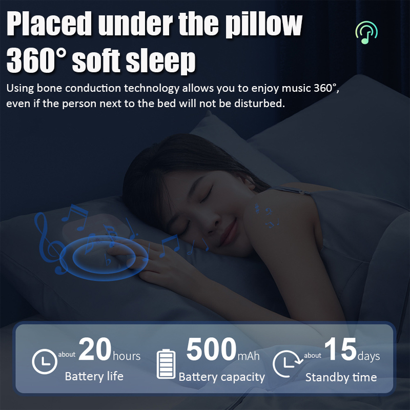 ลำโพงบลูทูธแบบนำเสียงผ่านกระดู - Bone Conduction Pillow Speaker Sleep Aid บทวิจารณ์และราคา