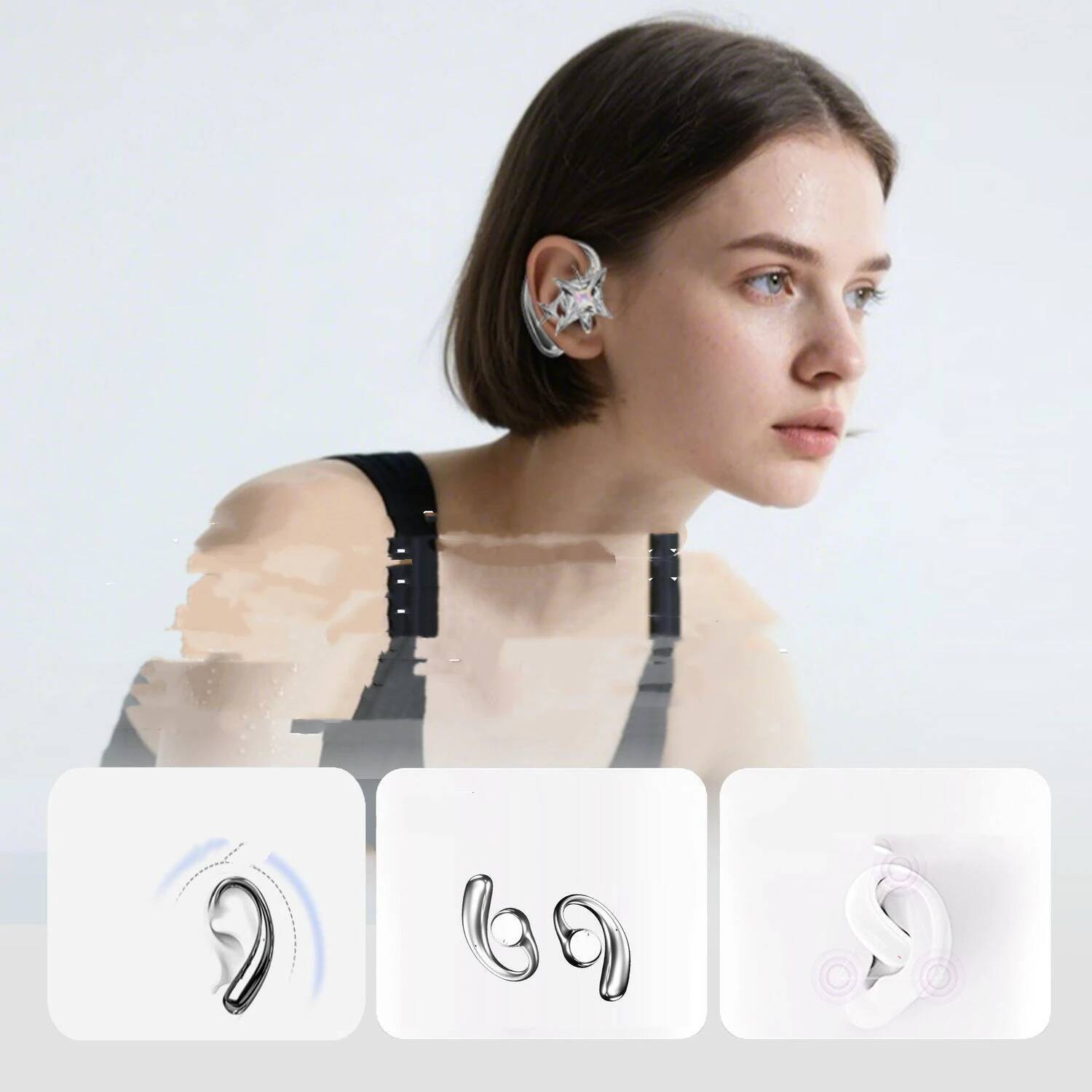 หูฟังบลูทูธไร้สายแบบเกี่ยวหู ร - Magnetic Charging Cable Bone Conduction บทวิจารณ์และราคา