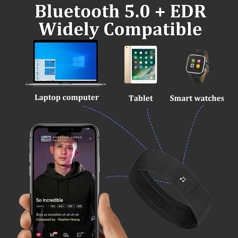 หูฟังบลูทูธแบบคาดศีรษะสำหรับเล - Sports Headband With Bone Conduction บทวิจารณ์และราคา