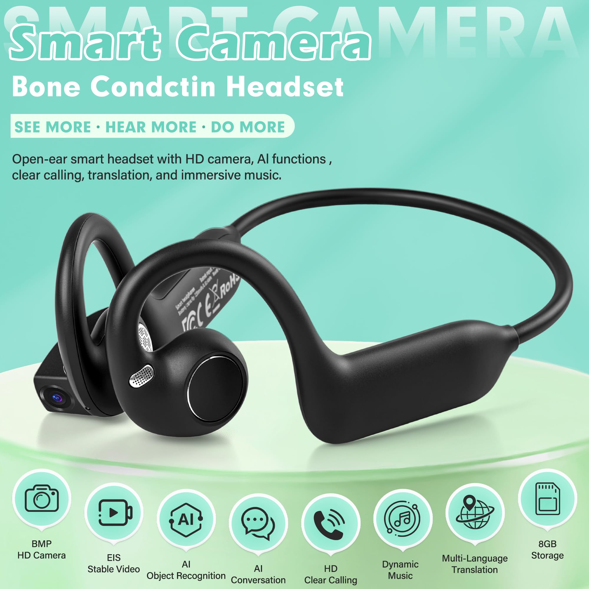 หูฟังแบบเสียบหู E12 ที่ใช้เทคโ - Bone Conduction Headphones Bluetooth 5.3 บทวิจารณ์และราคา