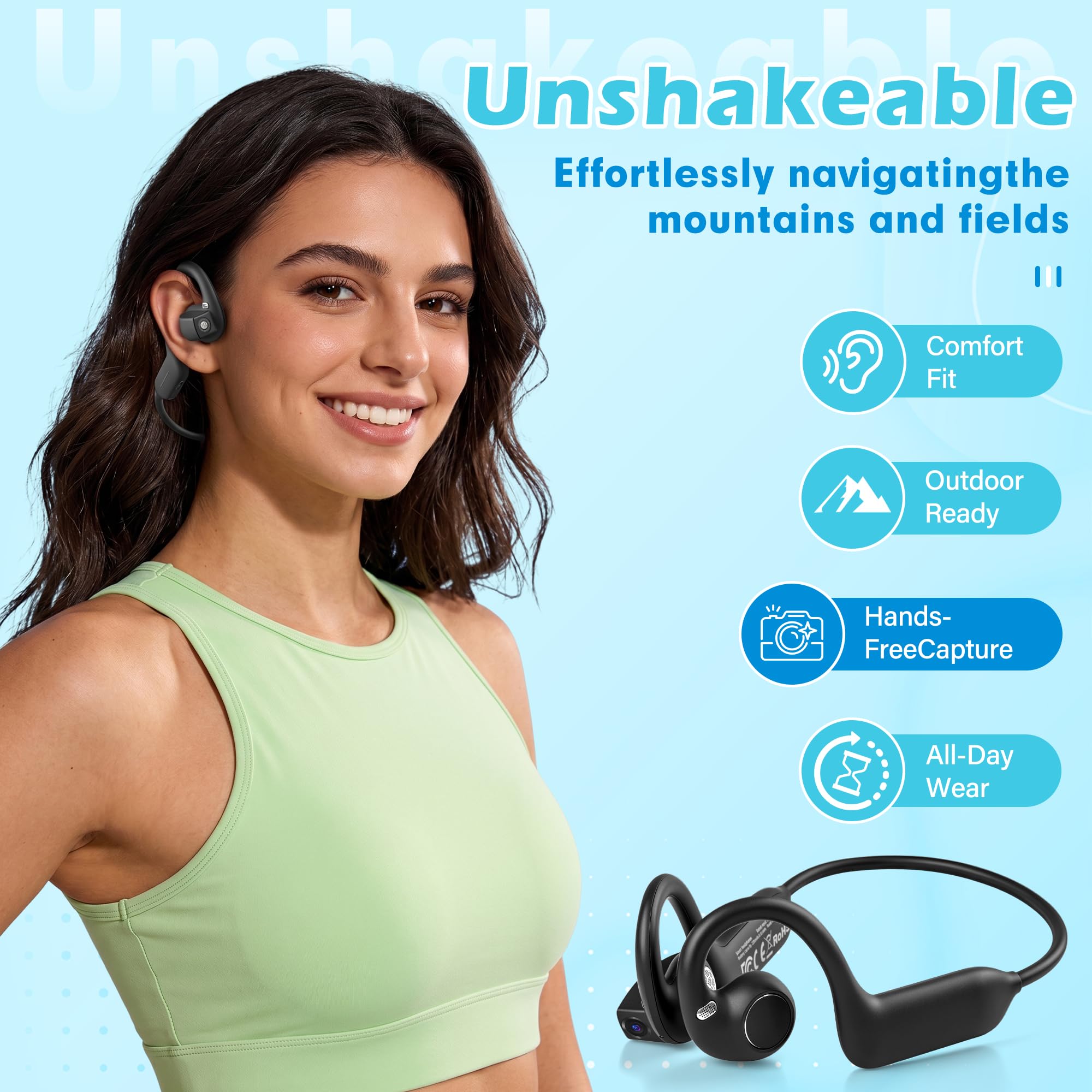 หูฟังแบบเสียบหู E12 ที่ใช้เทคโ - Bone Conduction Headphones Bluetooth 5.3 บทวิจารณ์และราคา