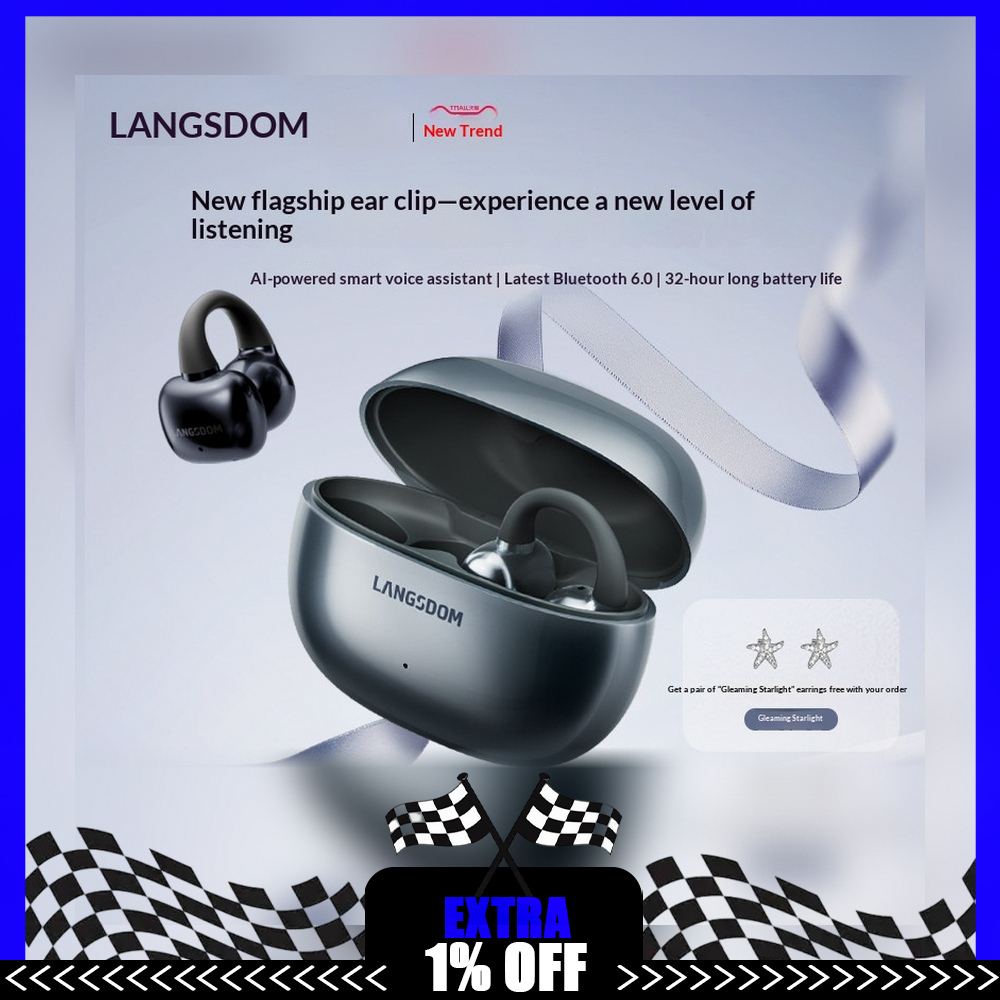 หูฟังบลูทูธแบบหนีบหู LANGSDOM  - Air Conduction Open Ear Running Earbuds บทวิจารณ์และราคา