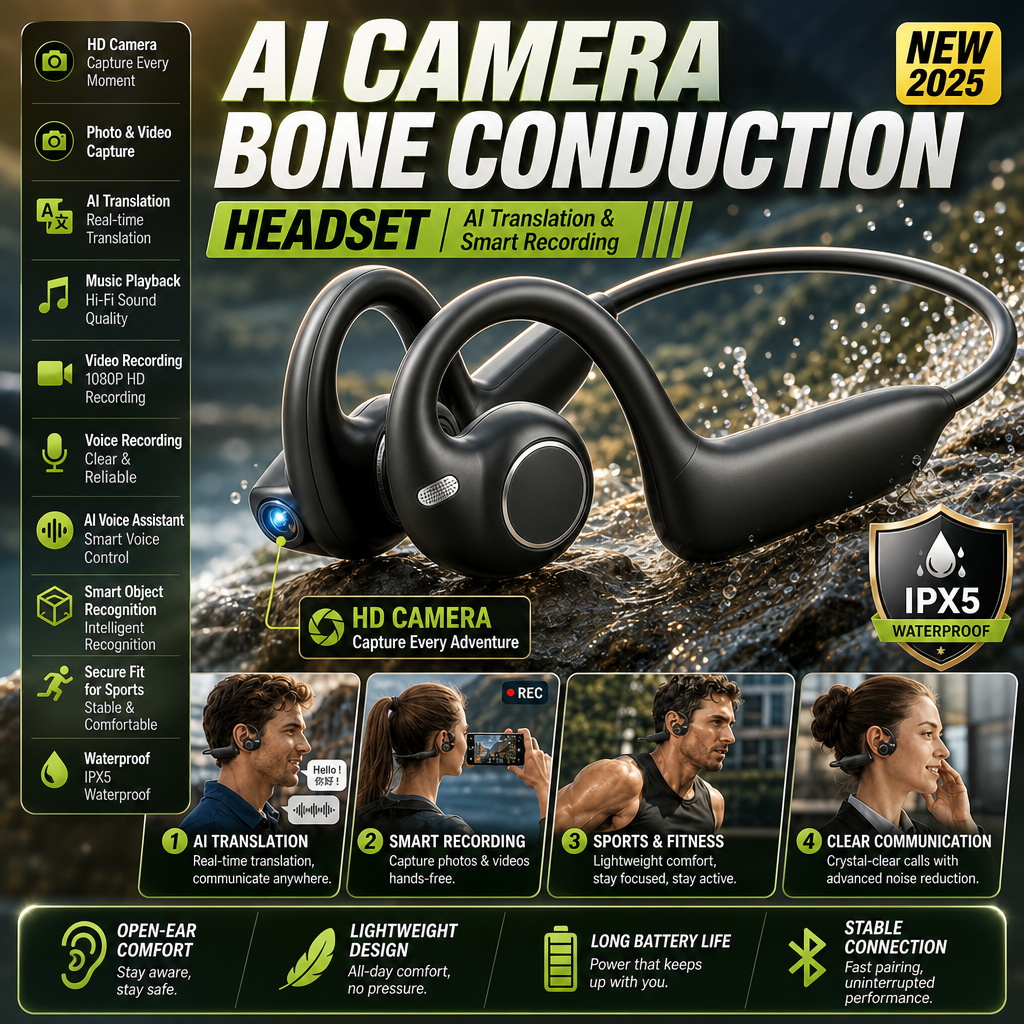 หูฟังแบบเสียบหู E12 ที่ใช้เทคโ - Bone Conduction Headphones Bluetooth 5.3 บทวิจารณ์และราคา
