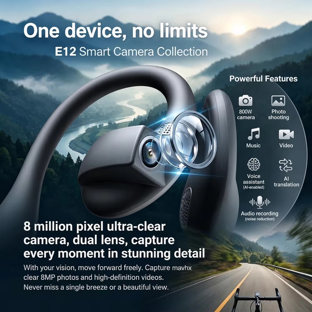 หูฟังแบบเสียบหู E12 ที่ใช้เทคโ - Bone Conduction Headphones Bluetooth 5.3 บทวิจารณ์และราคา