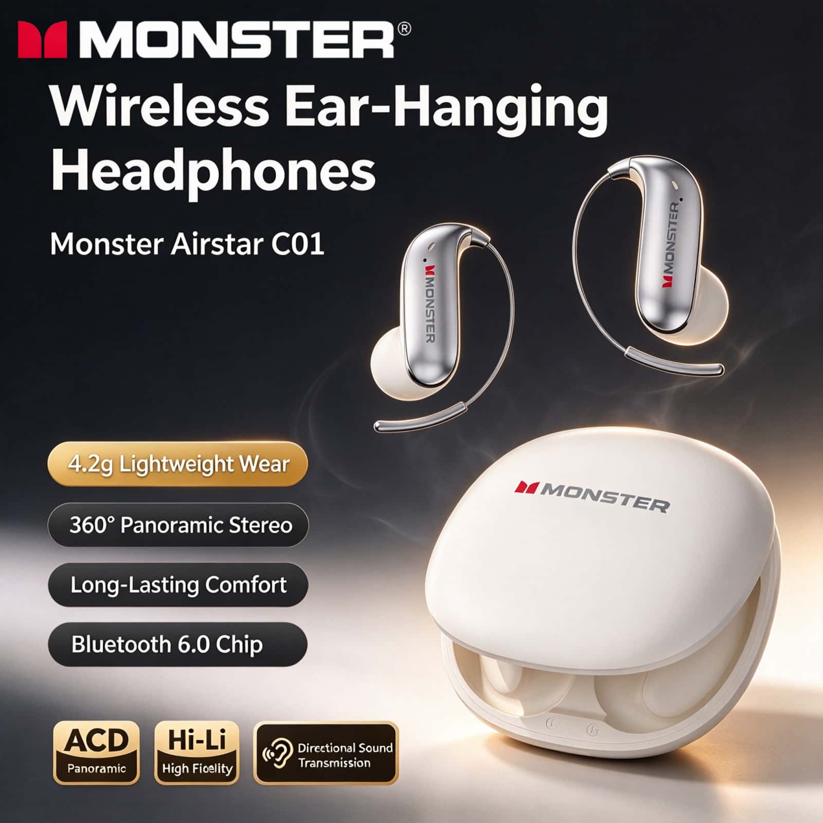 หูฟังออกกำลังกาย Monster C01 แ - Silicone Ear Hooks Sports Headphones บทวิจารณ์และราคา